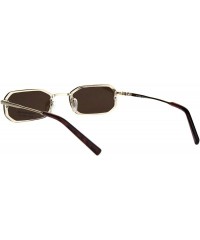Rectangular Mens Retro Octagonal Narrow Exposed Edge Pimp Sunglasses - Gold Tortoise Brown - CN18IQY5EO5 $15.92