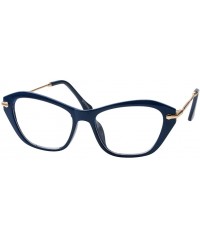 Cat Eye Womens Quality Fashion Alloy Arms Cateye Customized Reading Glasses - Blue - CM12MI6ENJJ $12.36