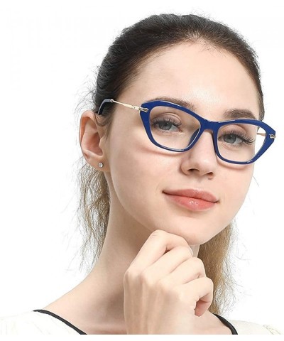 Cat Eye Womens Quality Fashion Alloy Arms Cateye Customized Reading Glasses - Blue - CM12MI6ENJJ $12.36