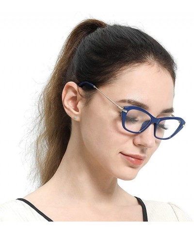 Cat Eye Womens Quality Fashion Alloy Arms Cateye Customized Reading Glasses - Blue - CM12MI6ENJJ $12.36