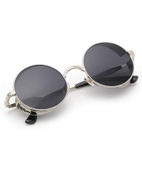 Round Men Summer Vintage Retro Round Gradient Color Glasses Unisex Sunglasses(Dark Gray-Free Size) - C918RXT55T0 $10.24