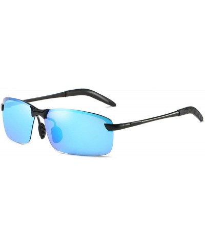 Sport Polarized Sports Sunglasses Day And Night Driving Glasses Metal Frame Al-Mg Glasses - Blue - CA18MG6OSGM $11.32