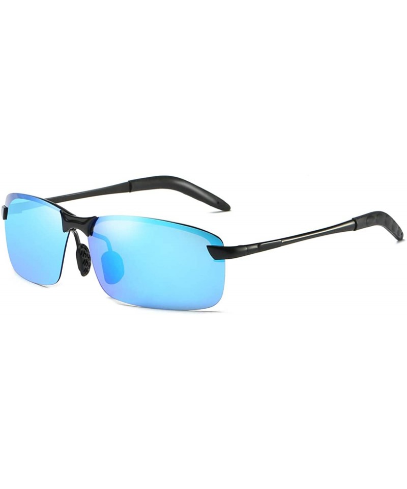 Sport Polarized Sports Sunglasses Day And Night Driving Glasses Metal Frame Al-Mg Glasses - Blue - CA18MG6OSGM $11.32