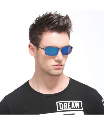 Sport Polarized Sports Sunglasses Day And Night Driving Glasses Metal Frame Al-Mg Glasses - Blue - CA18MG6OSGM $11.32