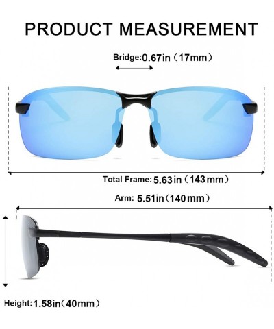 Sport Polarized Sports Sunglasses Day And Night Driving Glasses Metal Frame Al-Mg Glasses - Blue - CA18MG6OSGM $11.32