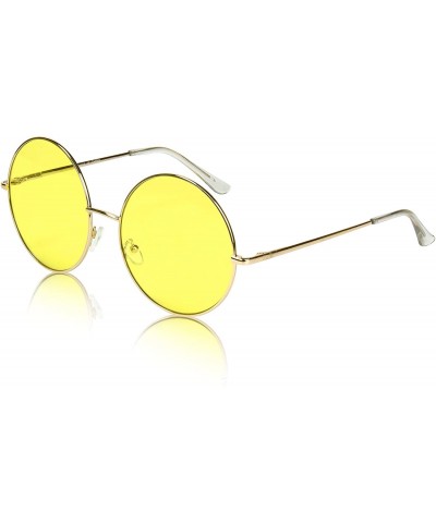 Round Super Oversized Round Sunglasses Hippie Color Lens Retro Circle Glasses - Yellow - CZ18ZG4HAZA $20.29