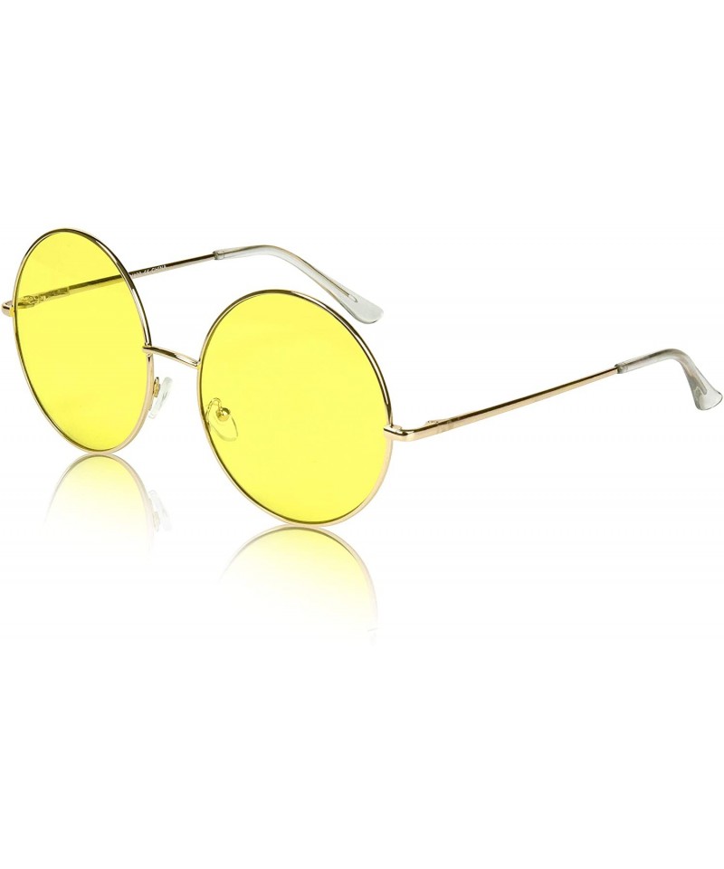 Round Super Oversized Round Sunglasses Hippie Color Lens Retro Circle Glasses - Yellow - CZ18ZG4HAZA $8.28