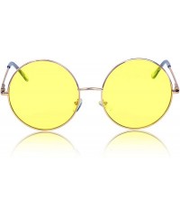 Round Super Oversized Round Sunglasses Hippie Color Lens Retro Circle Glasses - Yellow - CZ18ZG4HAZA $8.28