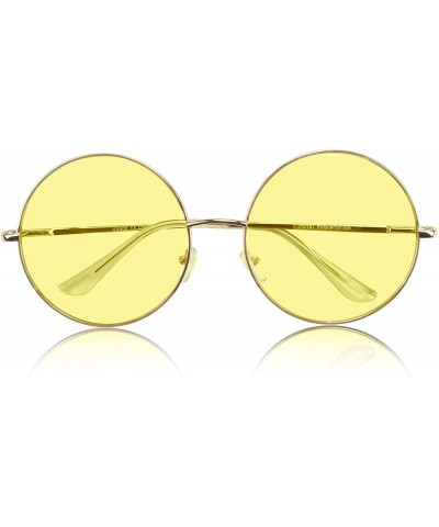 Round Super Oversized Round Sunglasses Hippie Color Lens Retro Circle Glasses - Yellow - CZ18ZG4HAZA $8.28