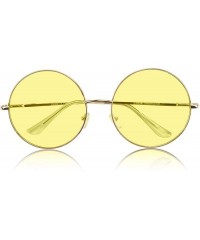 Round Super Oversized Round Sunglasses Hippie Color Lens Retro Circle Glasses - Yellow - CZ18ZG4HAZA $8.28