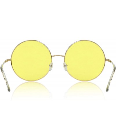 Round Super Oversized Round Sunglasses Hippie Color Lens Retro Circle Glasses - Yellow - CZ18ZG4HAZA $8.28