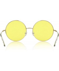 Round Super Oversized Round Sunglasses Hippie Color Lens Retro Circle Glasses - Yellow - CZ18ZG4HAZA $8.28