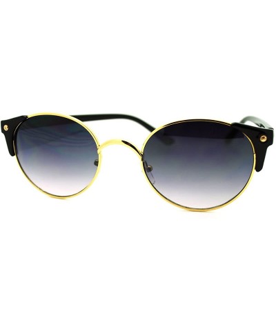Round High Fashion Sunglasses Womens Round Side Horn Rim Unique Frame - Gold Black - C511FDG6KJ3 $18.16