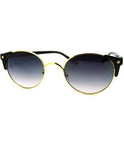 Round High Fashion Sunglasses Womens Round Side Horn Rim Unique Frame - Gold Black - C511FDG6KJ3 $18.91