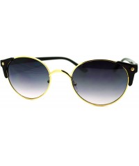 Round High Fashion Sunglasses Womens Round Side Horn Rim Unique Frame - Gold Black - C511FDG6KJ3 $7.46