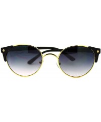 Round High Fashion Sunglasses Womens Round Side Horn Rim Unique Frame - Gold Black - C511FDG6KJ3 $7.46