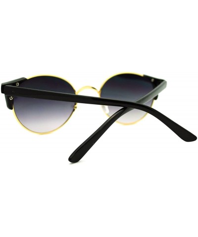 Round High Fashion Sunglasses Womens Round Side Horn Rim Unique Frame - Gold Black - C511FDG6KJ3 $7.46