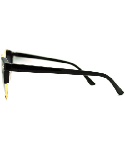 Round High Fashion Sunglasses Womens Round Side Horn Rim Unique Frame - Gold Black - C511FDG6KJ3 $7.46