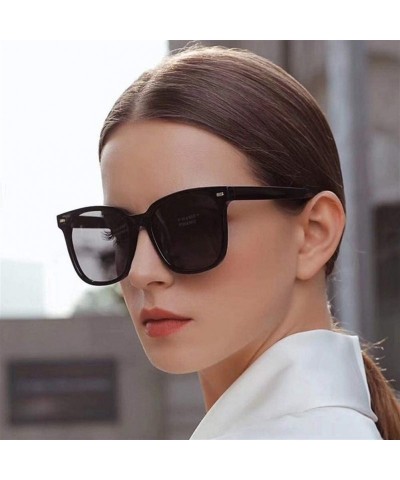 Square Women Square Sunglasses Vintage Rivet Sun Glasses Female Mirror Glasses Blue Pink UV400 - Cleargreywhite - CY1903887RH...