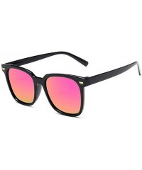 Square Women Square Sunglasses Vintage Rivet Sun Glasses Female Mirror Glasses Blue Pink UV400 - Cleargreywhite - CY1903887RH...