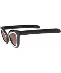 Cat Eye Womens High Fashion Two-Toned Mirrored Cat Eye Sunglasses 42mm - Shiny Black-white / Blue Mirror - C112J18F5LH $18.70