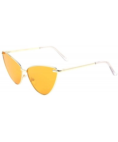 Round Color Lens Round Triangular Cat Eye Sunglasses - Orange - CM198DW2IWO $17.38