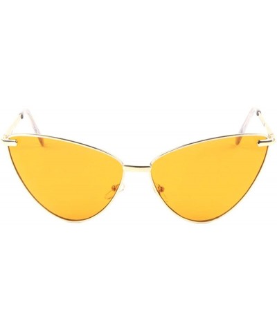 Round Color Lens Round Triangular Cat Eye Sunglasses - Orange - CM198DW2IWO $26.06