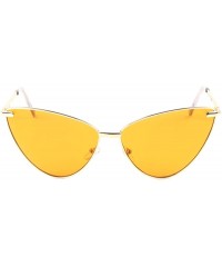 Round Color Lens Round Triangular Cat Eye Sunglasses - Orange - CM198DW2IWO $17.38