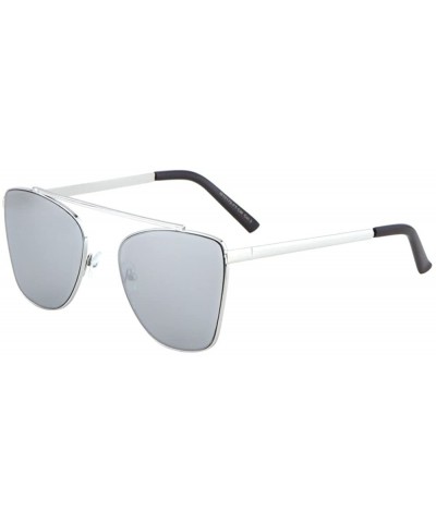 Oversized Glamour Aviator Sunglasses Metal Crossbar Mod Runway Fashion - Silver/Silver - CR1827KW6I5 $18.83
