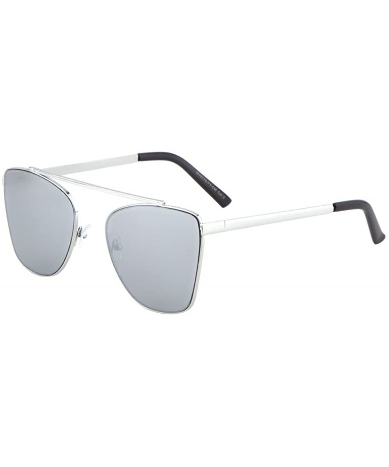 Oversized Glamour Aviator Sunglasses Metal Crossbar Mod Runway Fashion - Silver/Silver - CR1827KW6I5 $11.25