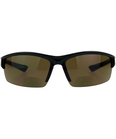 Sport Mens Baseball Half Rim Warp Sunglasses With Bifocal Reading Lenses - Brown - CE18D8QS693 $10.75