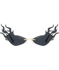 Rimless Cat Eye Sunglasses Fire Metal Vintage Rimless Sun Glasses for Women Gifts Party - Gold With Black - CT194X00NW5 $8.33