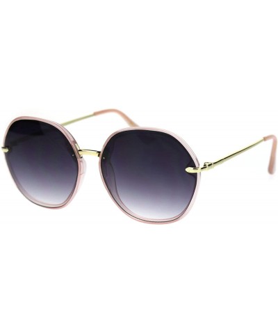Oversized Womens Mod Exposed Edge Octagonal Designer Fashion Light Sunglasses - Pink Black Smoke - C918QY02K6I $22.70