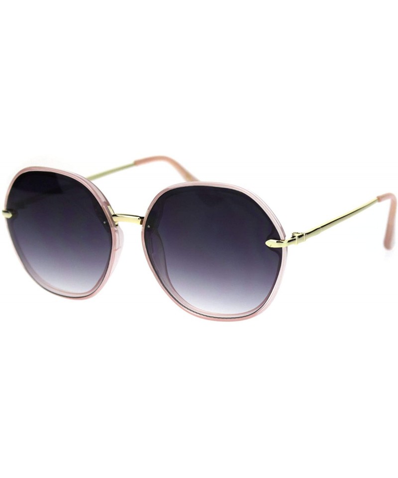 Oversized Womens Mod Exposed Edge Octagonal Designer Fashion Light Sunglasses - Pink Black Smoke - C918QY02K6I $11.35