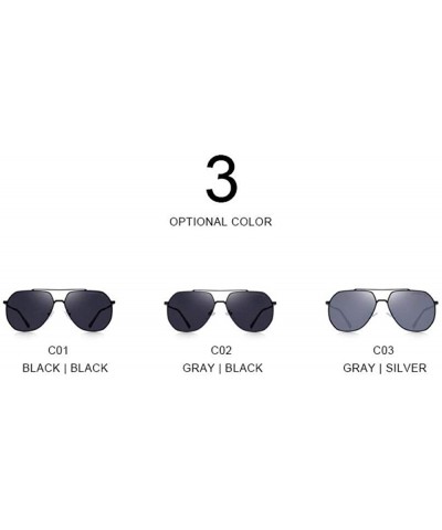 Aviator DESIGN Men Classic Pilot Sunglasses HD Polarized Sun Glasses For C01 Black - C01 Black - CK18XNHDW75 $18.59