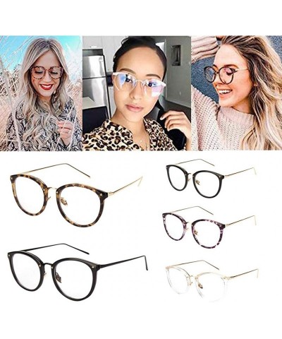 Round Women's Men's Glasses Anti-blue Light Flat Mirror Unisex Retro Round Computer Glare Reduction Eyeglasses - E - CN196RCC...