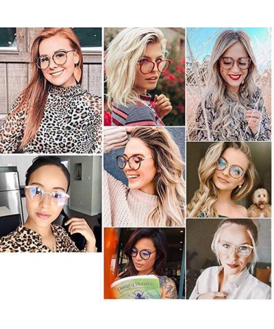 Round Women's Men's Glasses Anti-blue Light Flat Mirror Unisex Retro Round Computer Glare Reduction Eyeglasses - E - CN196RCC...