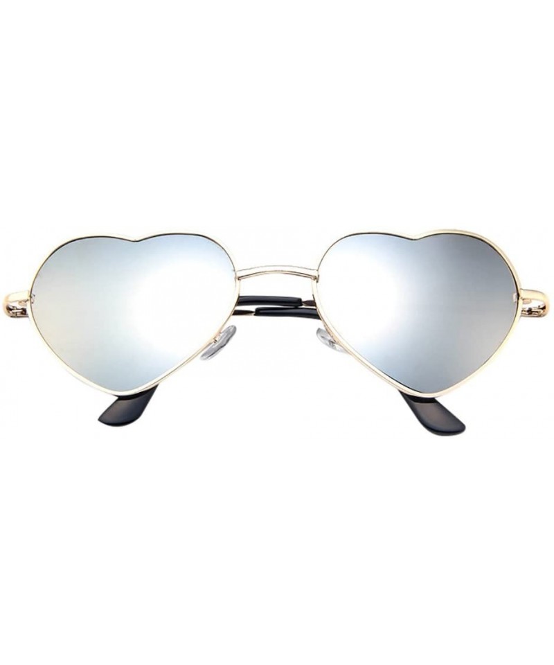 Retro Vintage Fashion Lolita Heart Shaped Aviator Metal Frame Sunglasses Women 