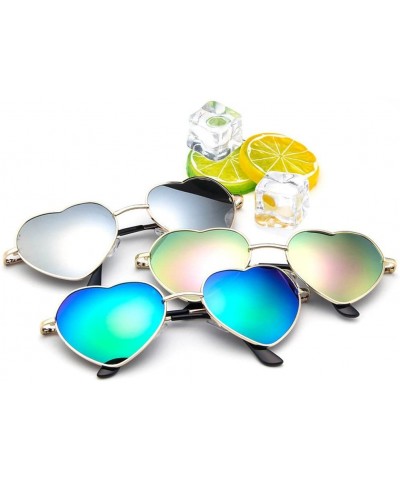 Oversized Hot Sale! Womens Fashion Glasses-Summer Beach Heart Shape Sunglasses Metal Frame Lolita Love Eyewear (A) - A - CK18...