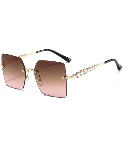 Aviator Crystal Diamond Square Rimless Sunglasses Women Retro Trendy Gradient Polygon Sun Glasses Female UV400 - CF198ZXYCD2 ...