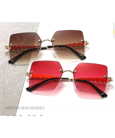Aviator Crystal Diamond Square Rimless Sunglasses Women Retro Trendy Gradient Polygon Sun Glasses Female UV400 - CF198ZXYCD2 ...