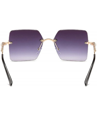 Aviator Crystal Diamond Square Rimless Sunglasses Women Retro Trendy Gradient Polygon Sun Glasses Female UV400 - CF198ZXYCD2 ...