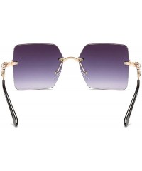 Aviator Crystal Diamond Square Rimless Sunglasses Women Retro Trendy Gradient Polygon Sun Glasses Female UV400 - CF198ZXYCD2 ...