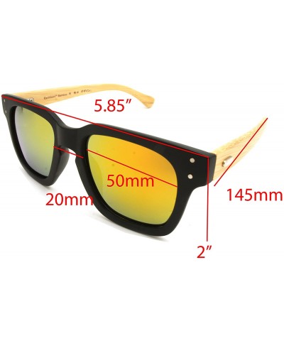 Wayfarer NEW Real Tree Bamboo wood Temples Sunglasses - Matte Black Light Wood Temple / Yeloow Red Mirror Lens - CW184OT5CDK ...