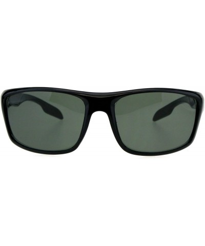 Rectangular Tempered Glass Lens Mens Sporty Plastic Motorcycle Biker Rectangle Sunglasses - Shiny Black Green - C418H4LWNCS $...