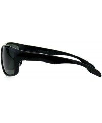 Rectangular Tempered Glass Lens Mens Sporty Plastic Motorcycle Biker Rectangle Sunglasses - Shiny Black Green - C418H4LWNCS $...