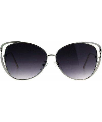 Butterfly Womens Butterfly Fashion Sunglasses Double Twisted Metal Frame - Silver (Smoke) - CP18EWTLNAQ $21.79