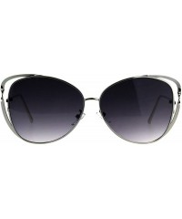 Butterfly Womens Butterfly Fashion Sunglasses Double Twisted Metal Frame - Silver (Smoke) - CP18EWTLNAQ $21.79