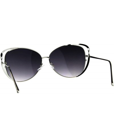 Butterfly Womens Butterfly Fashion Sunglasses Double Twisted Metal Frame - Silver (Smoke) - CP18EWTLNAQ $21.79