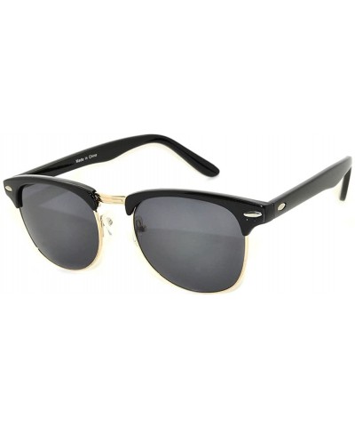 Rimless Classic Half Frame Horned Rim Sunglasses Colorful Lens Retro Stylish - Black-gold Smoke - C211QDTDDUN $9.89